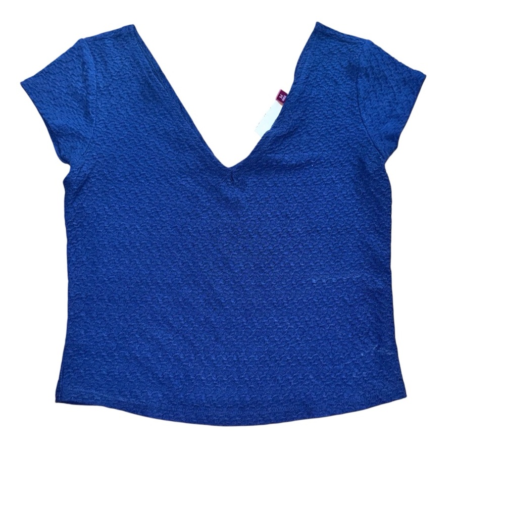 SO Crop Top Waffle Knit Size Medium Dark Blue